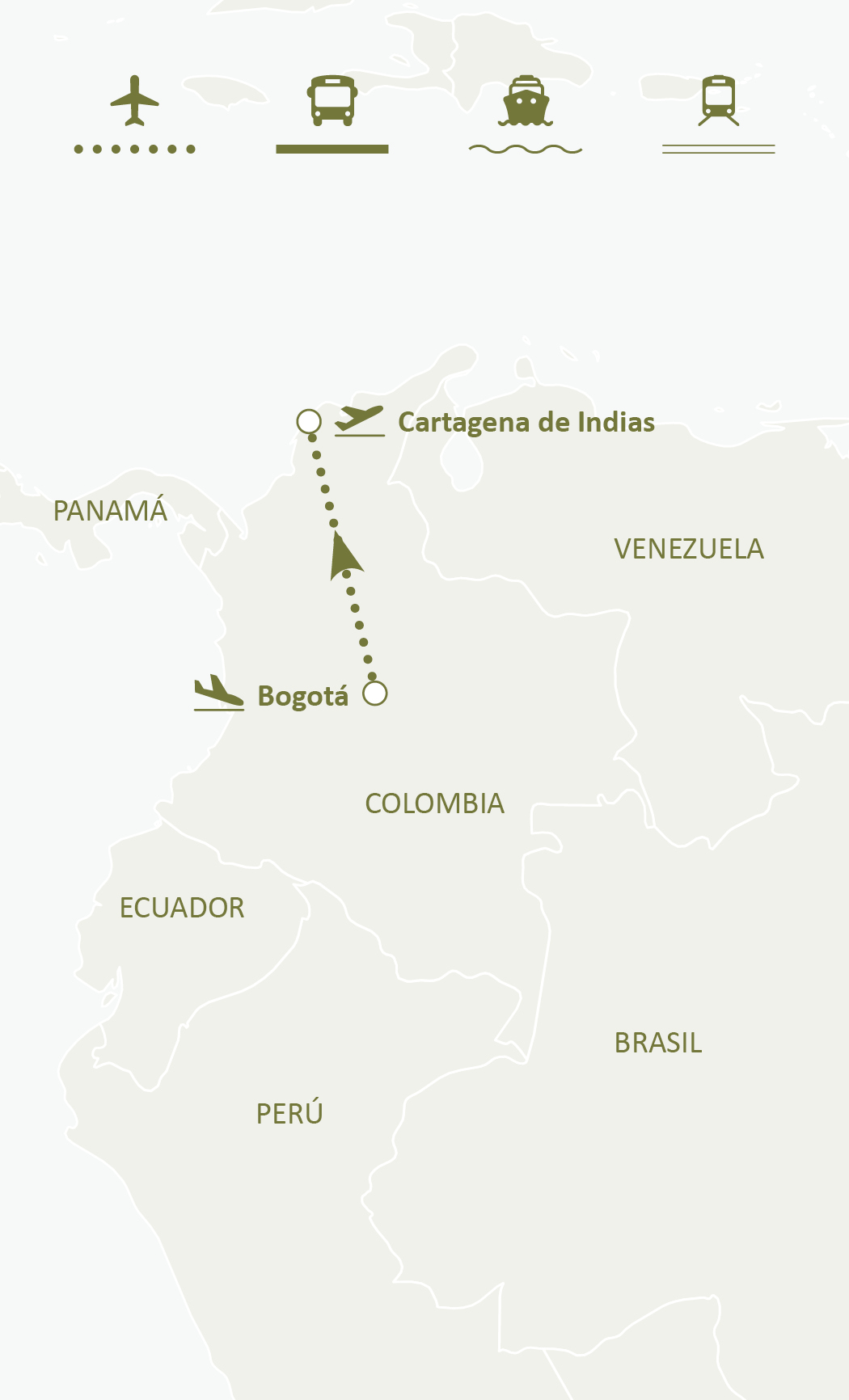 Mapa de ruta del circuito Viaje Con El Paladar A Colombia: Bogotá, Zipaquirá, Cartagena de Indias e Islas del Rosario